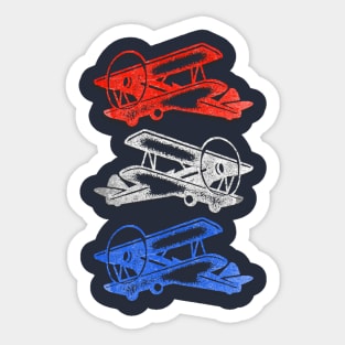 Red White and Blue Prop Engine Airplanes Sticker